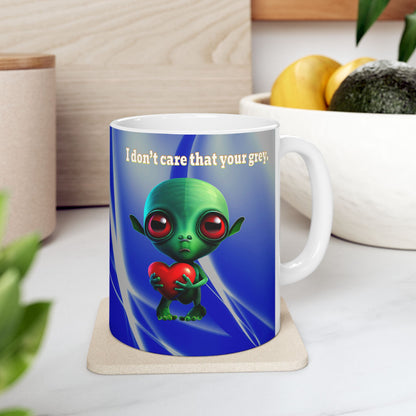 I don't care that your grey - White Mug (blue-white wave)