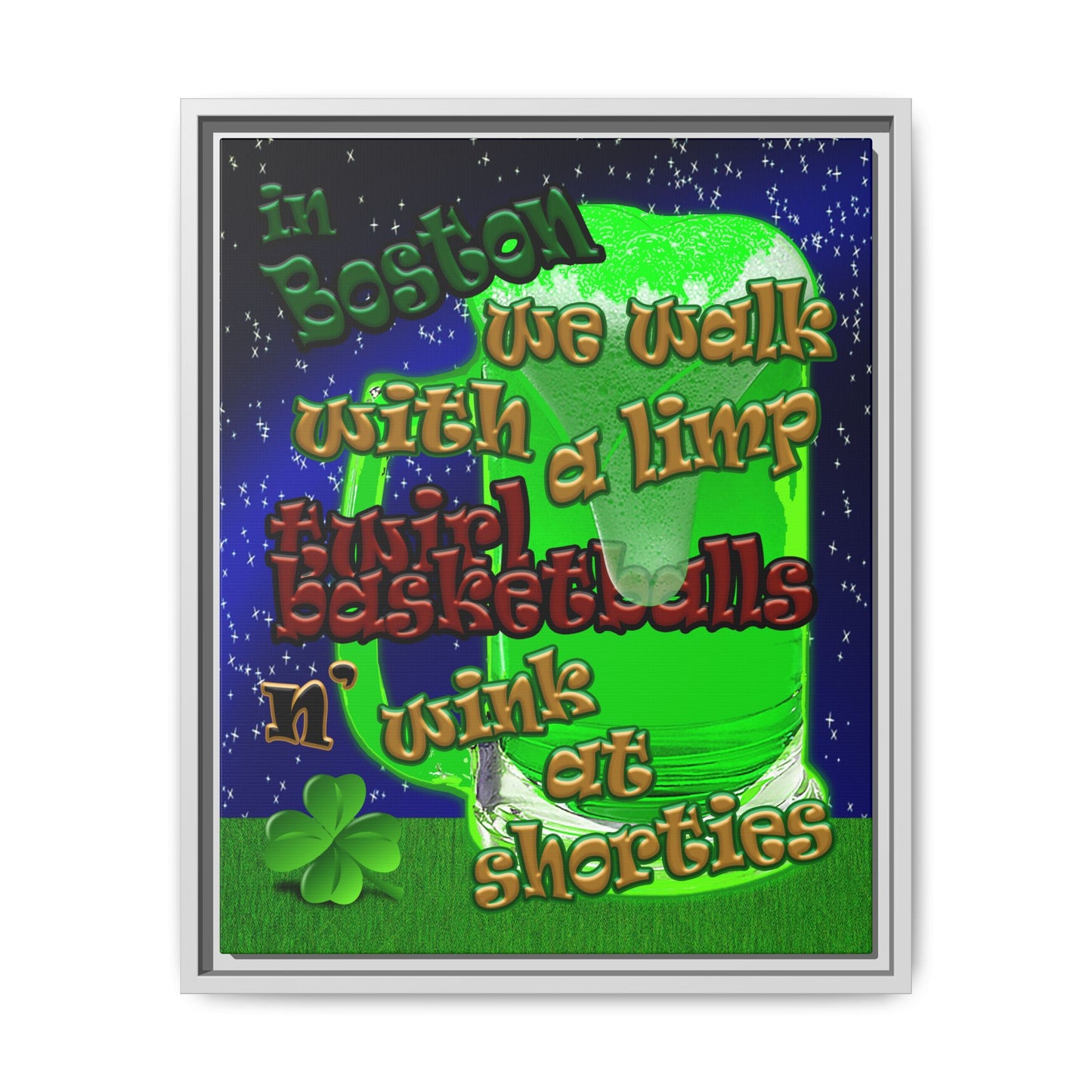 celtics logo - framed canvas art ('snoops' background)