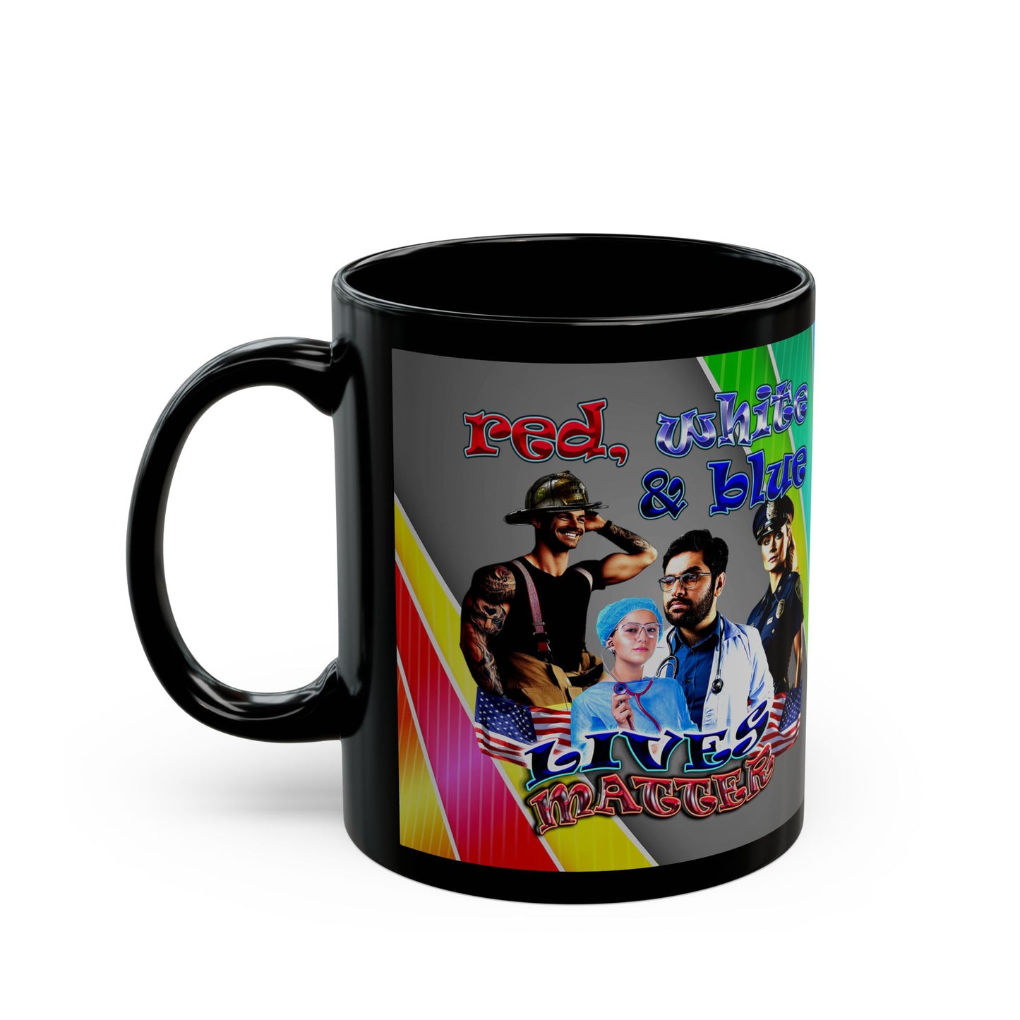 rw&b lives matter - Black Mug (rainbow split)