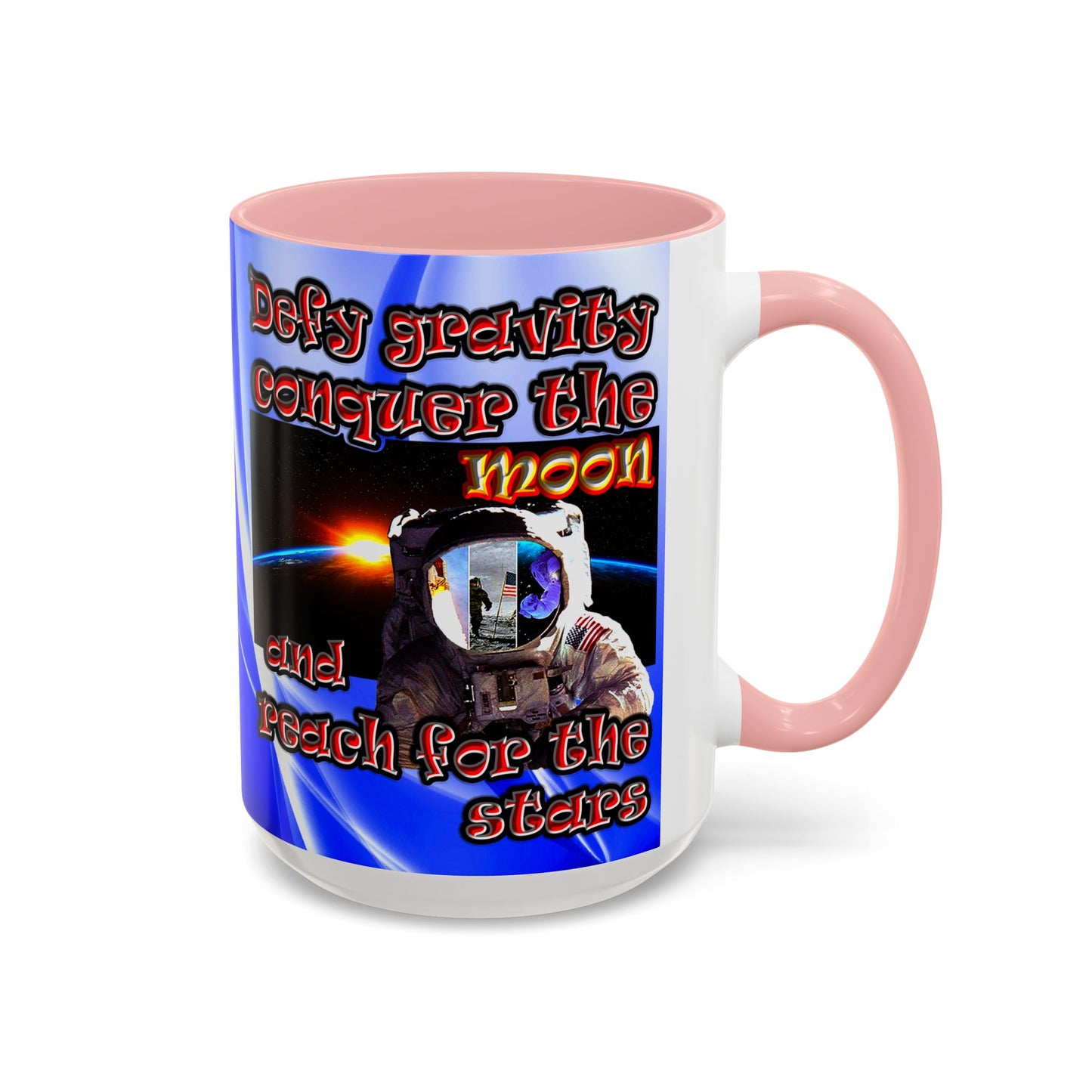 defy conquer reach - Accent Mug (blue-white wave)