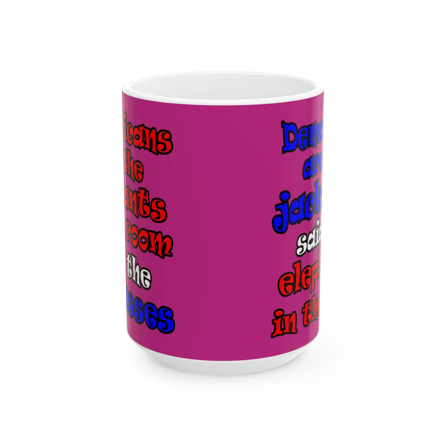 donkeys and elephants - White Mug (pink)