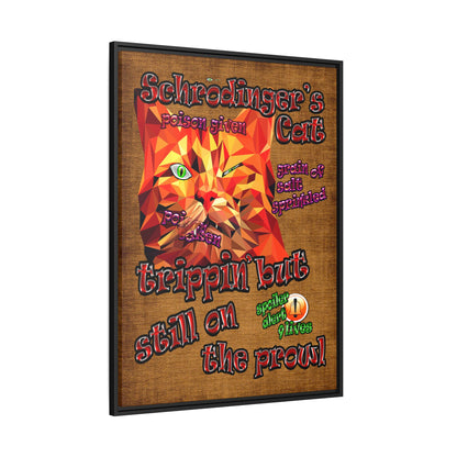 schrodinger's cat - framed canvas art (brown papyrus)