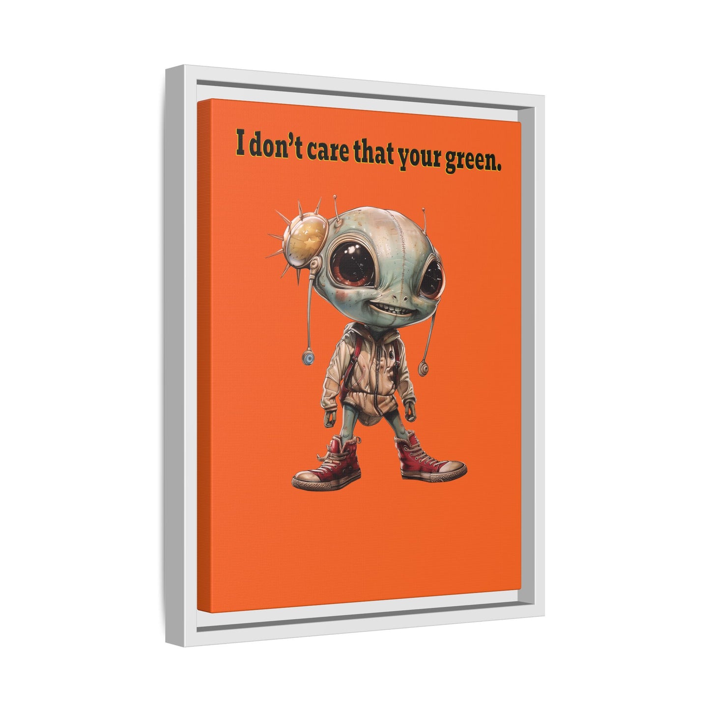 I don't care that your green - framed canvas art (orange)