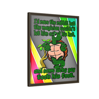 turtle race - framed canvas art (rainbow split)