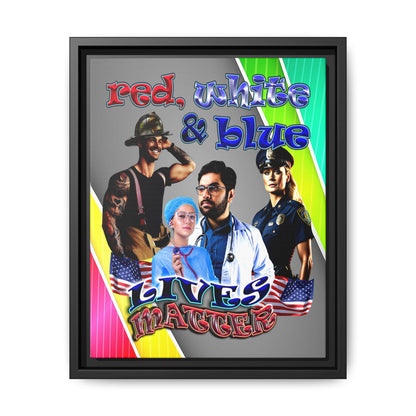 rw&b lives matter - framed canvas art (rainbow split)