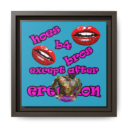 hoes b4 bros - framed canvas art (turquoise)