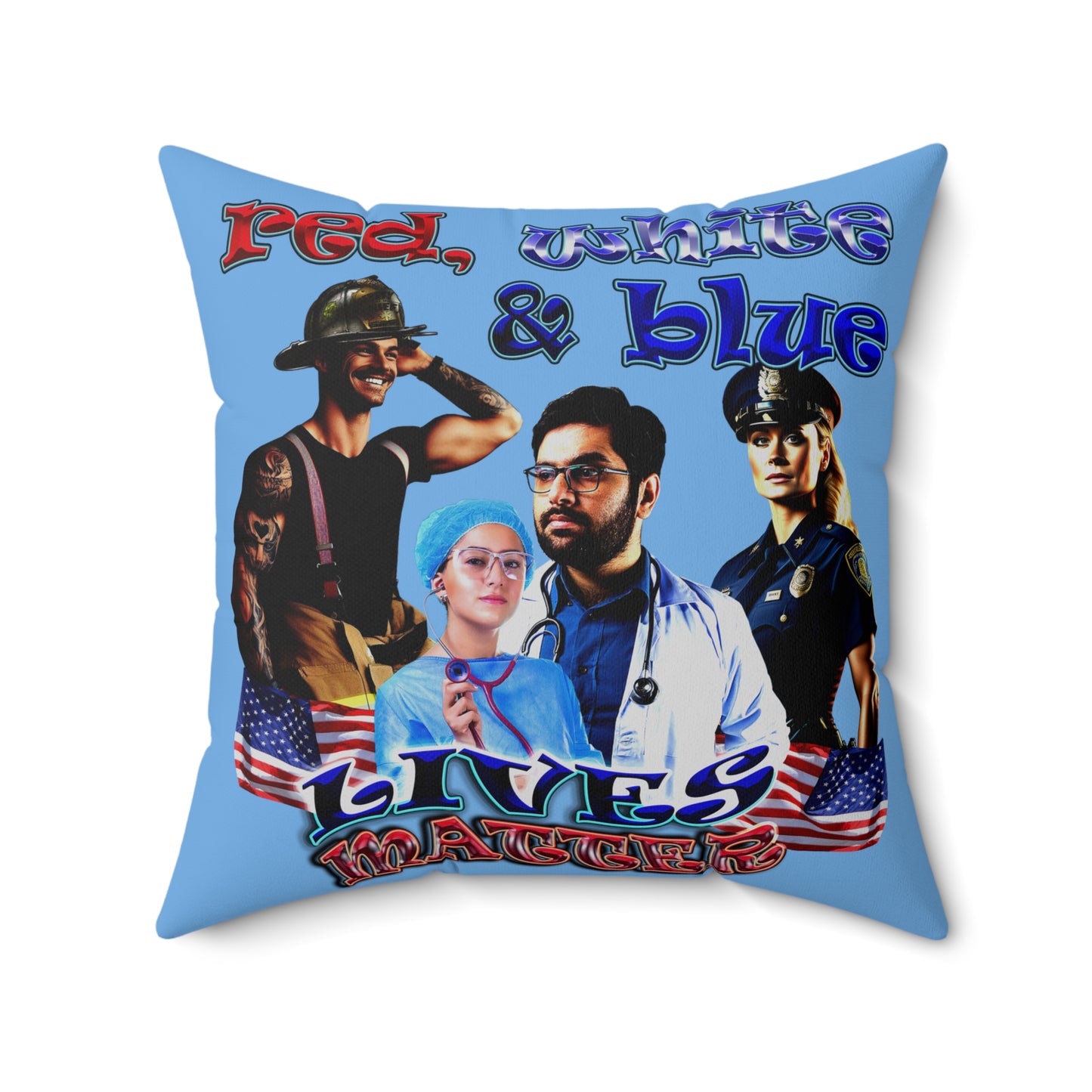 rw&b lives matter - Spun Polyester Square Pillow - (light blue)