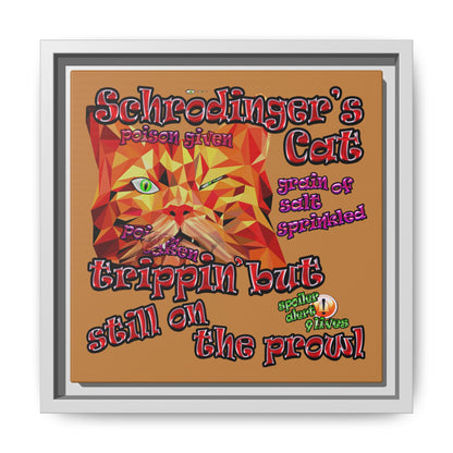 schrodinger's cat - framed canvas art (light brown)