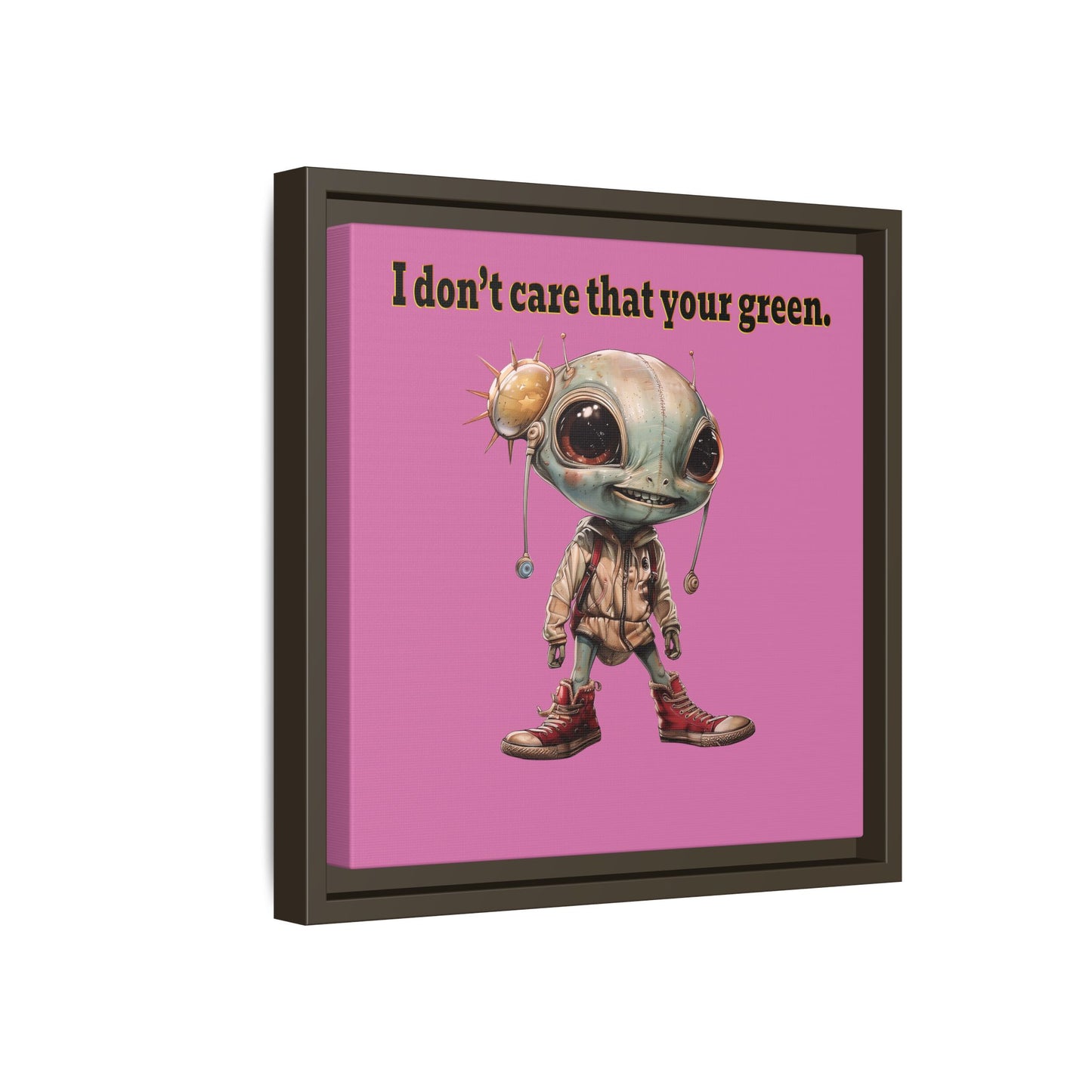 I don't care that your green - framed canvas art (light pink)