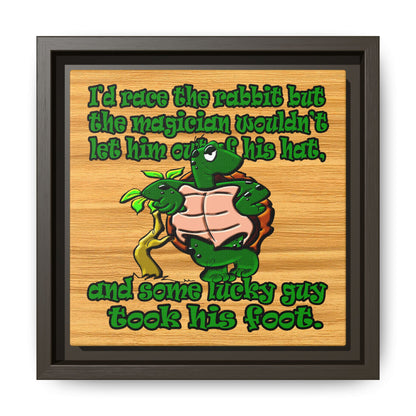turtle race - framed canvas art (butterscotch wood finish)