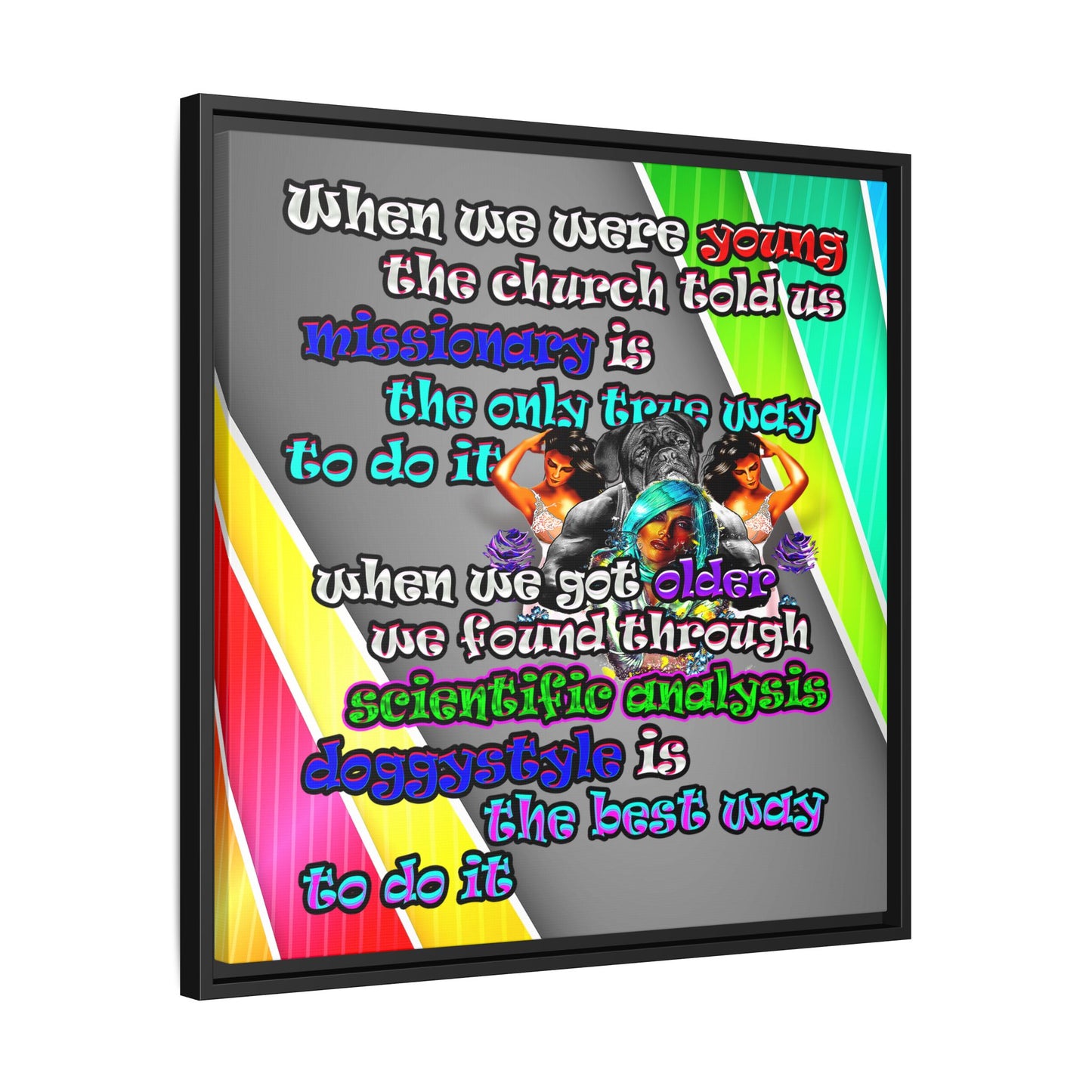 doggystyle - framed canvas art (rainbow split)
