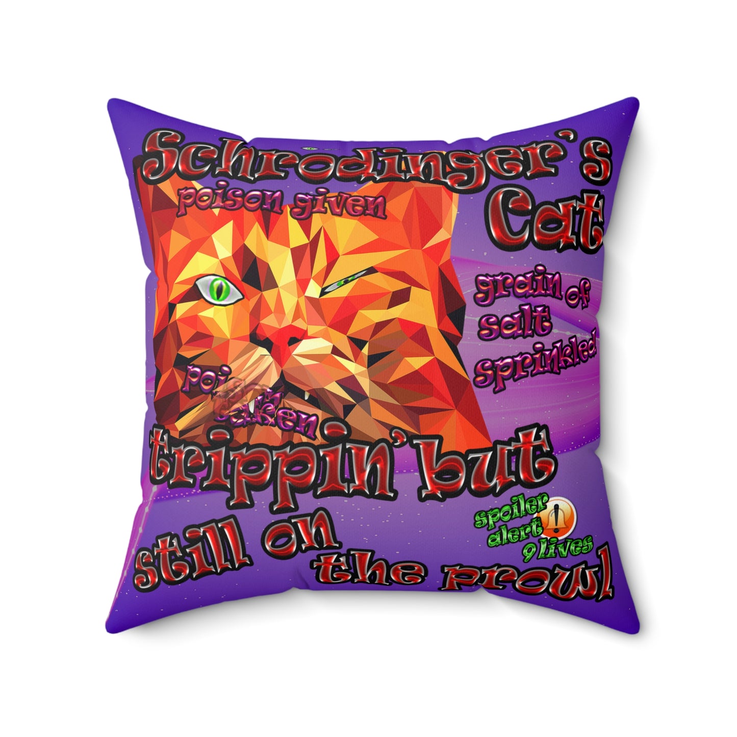 schrodinger's cat - Spun Polyester Square Pillow - (purple-pink wave)