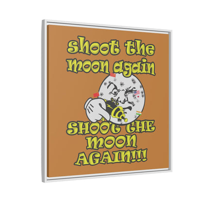 shoot the moon again - framed canvas art (light brown)