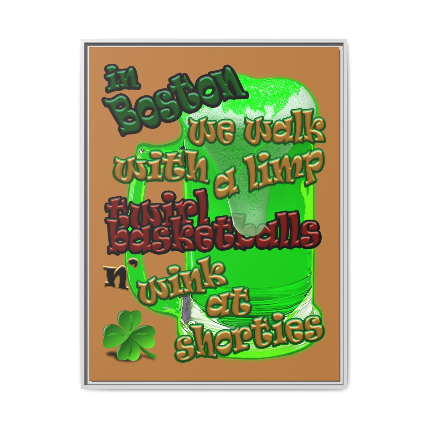 celtics logo - framed canvas art (light brown)