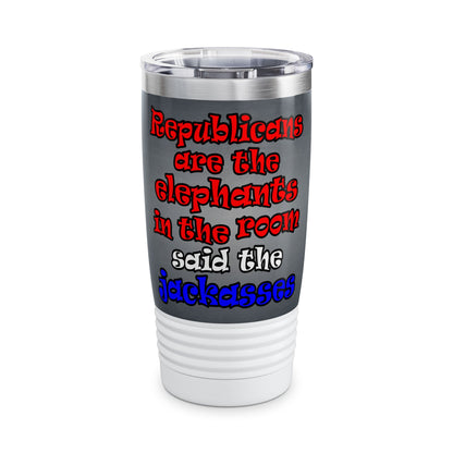 donkeys and elephants - Ringneck Tumbler, 20oz (grey-light grey)