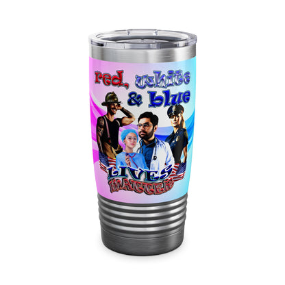 rw&b lives matter - Ringneck Tumbler, 20oz (light blue-pink wave)