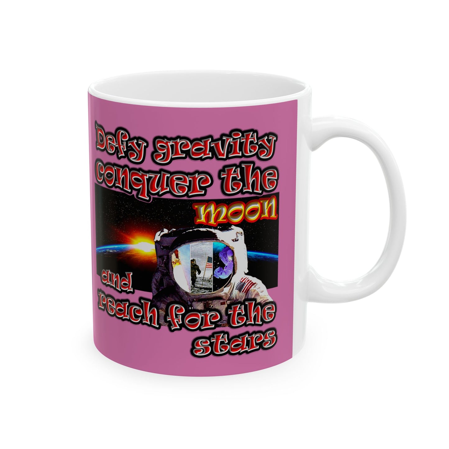 defy conquer reach - White Mug (light pink)