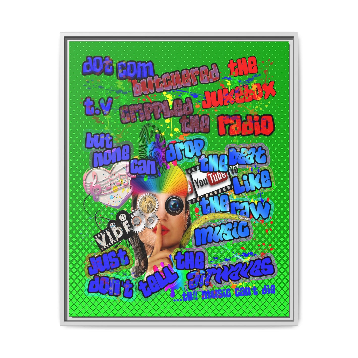 drop the beat - framed canvas art (logo green)