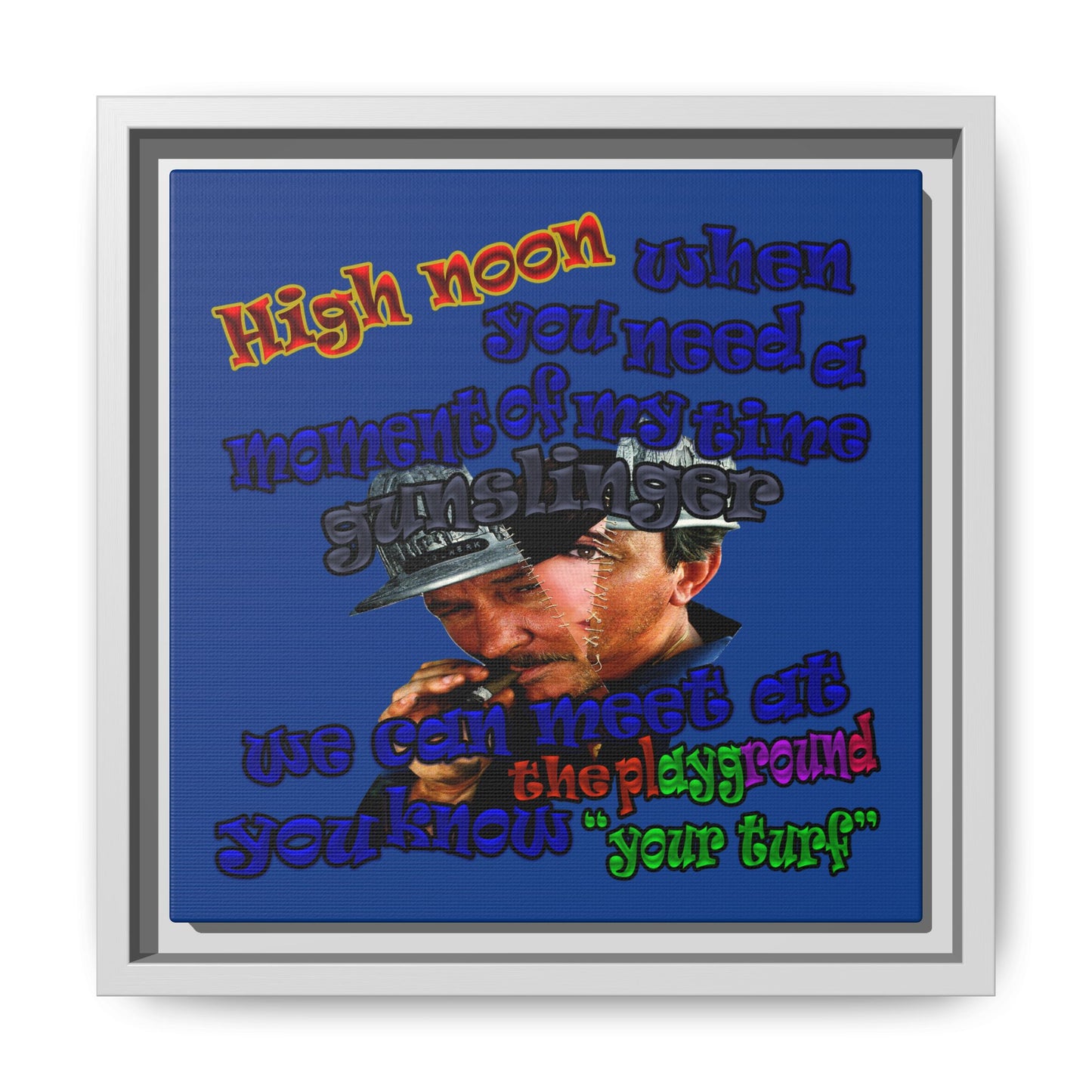 high noon - framed canvas art (dark blue)