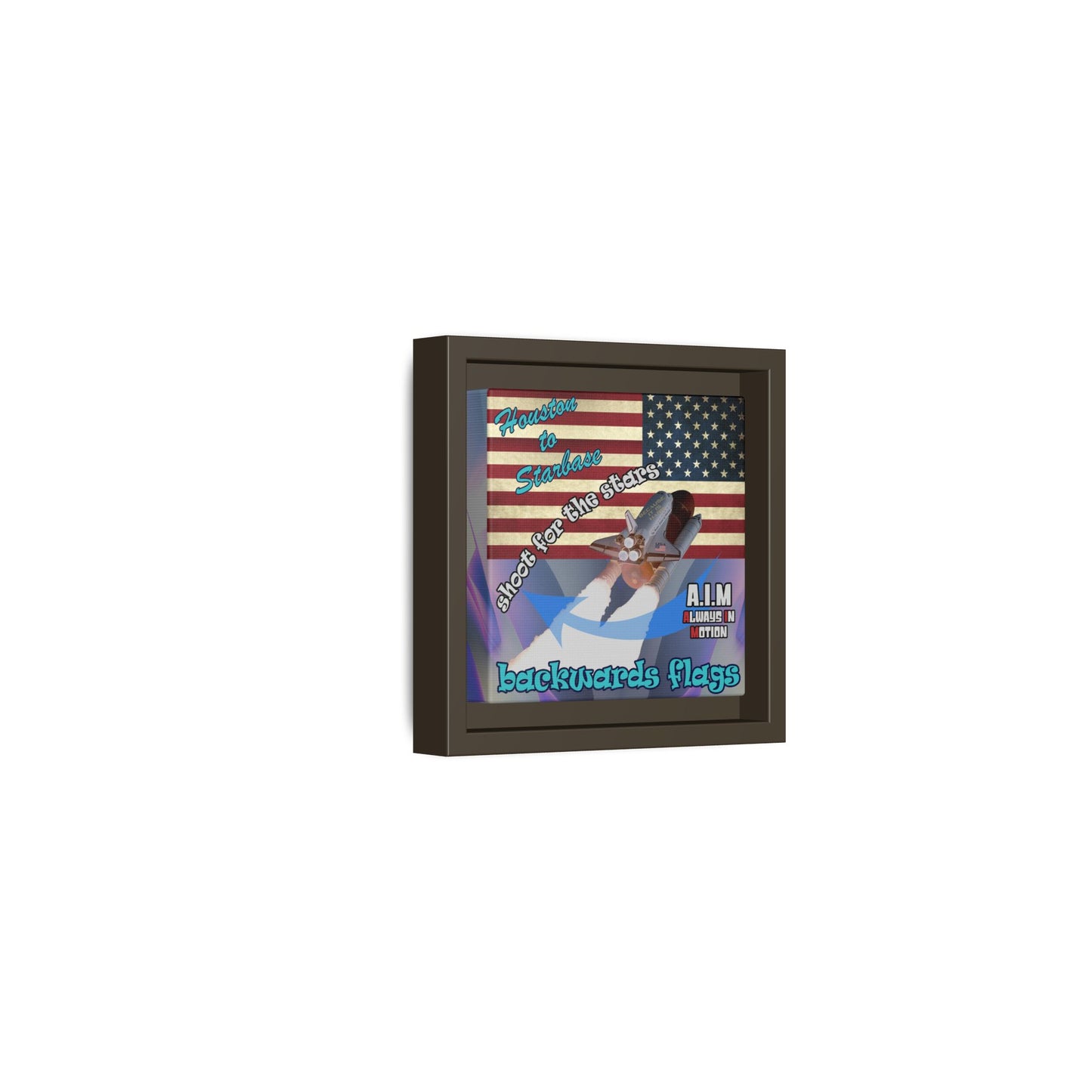 shoot for the stars - framed canvas art (grey-pink wave)
