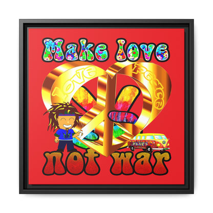 love peace - framed canvas art (red)