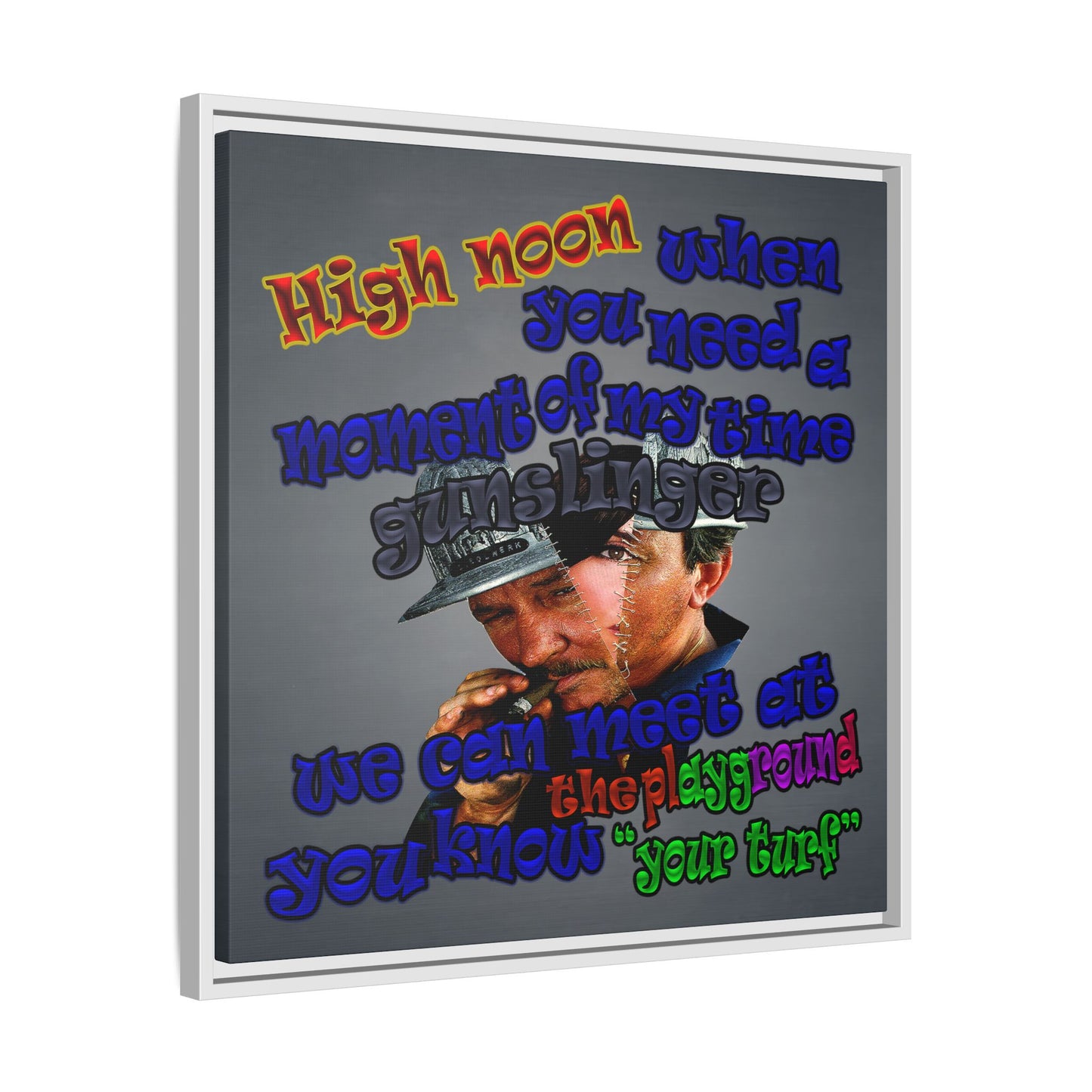 high noon - framed canvas art (grey-light grey)