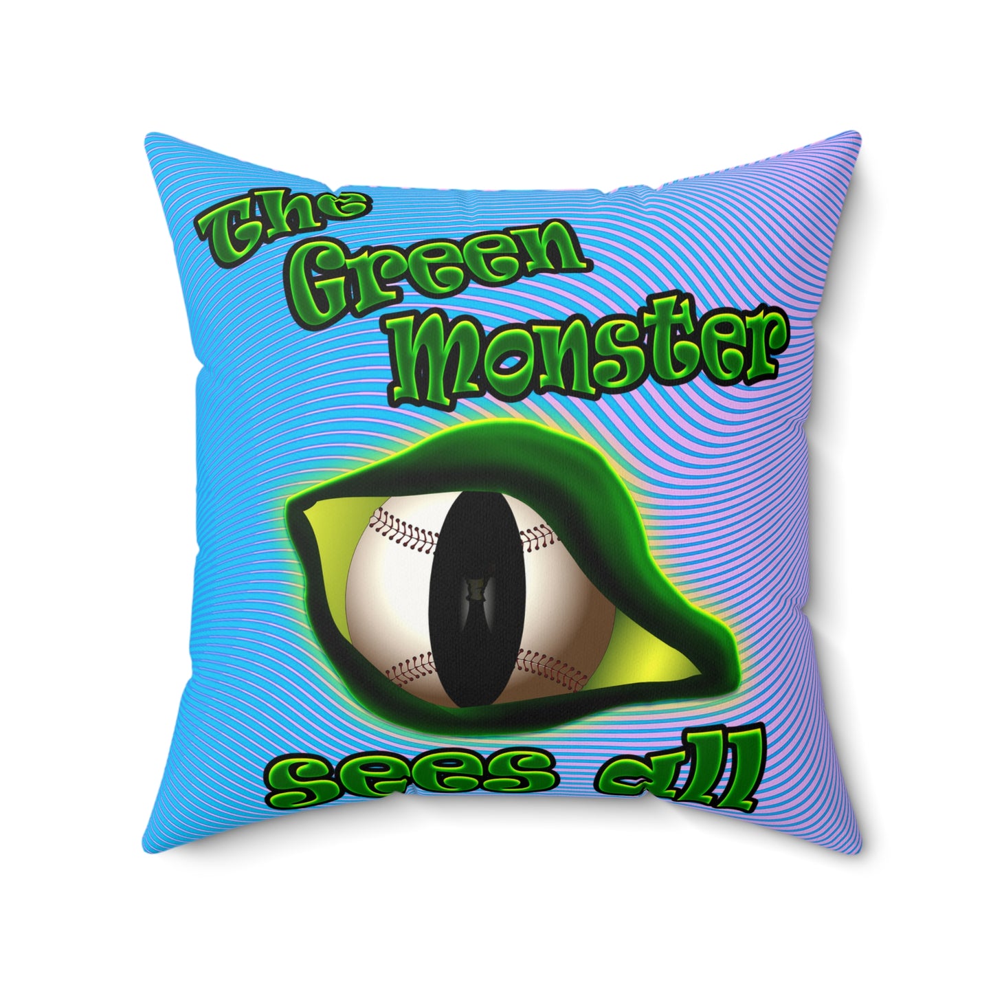 green monster - Faux Suede Square Pillow - (light blue-purple wave)