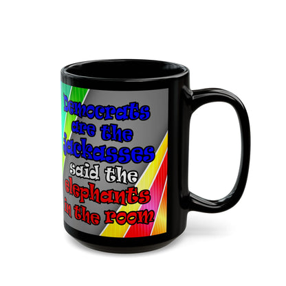 donkeys and elephants - Black Mug (rainbow split)