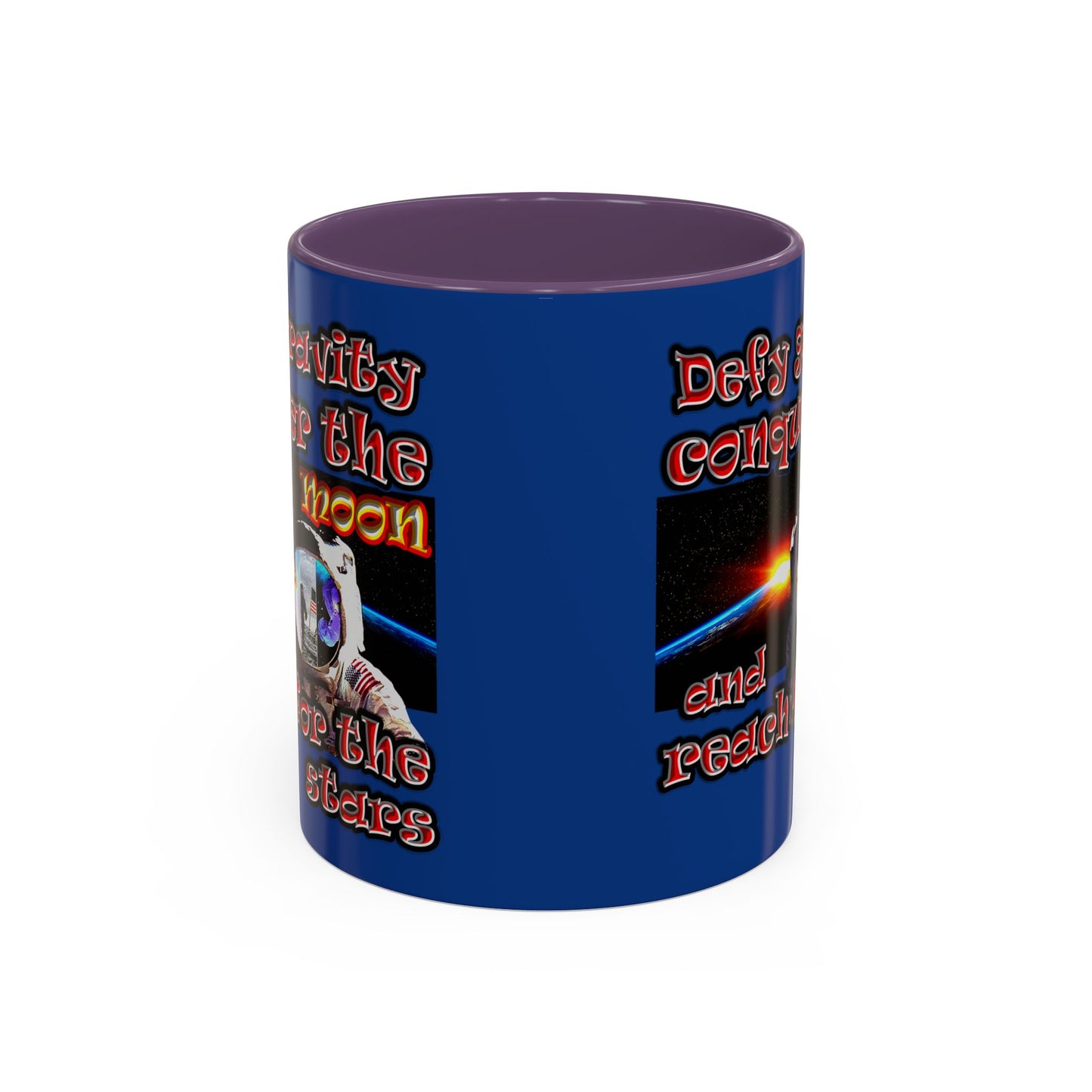 defy conquer reach - Accent Mug (dark blue)