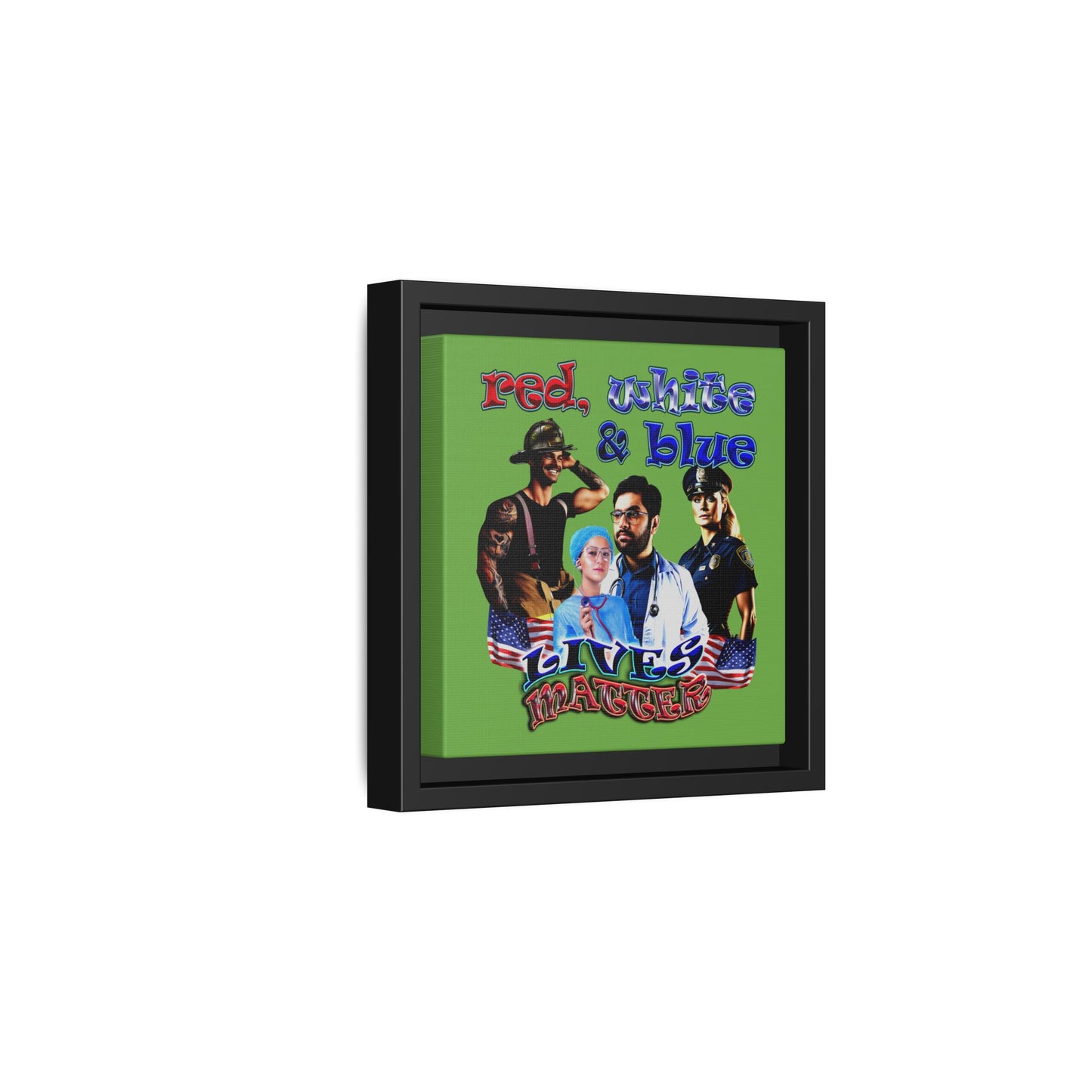 rw&b lives matter - framed canvas art (green)