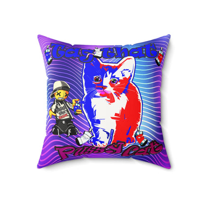 tag that - Faux Suede Square Pillow - (purple wave)