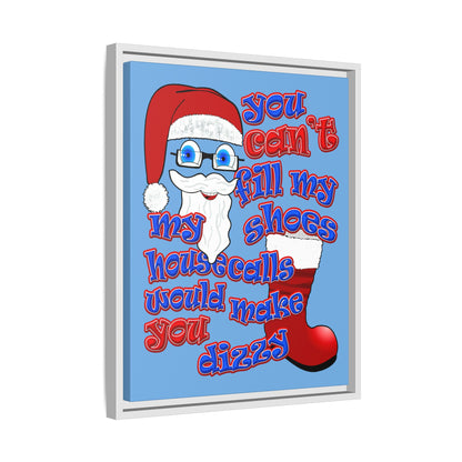 santa's shoes - framed canvas art (light blue)