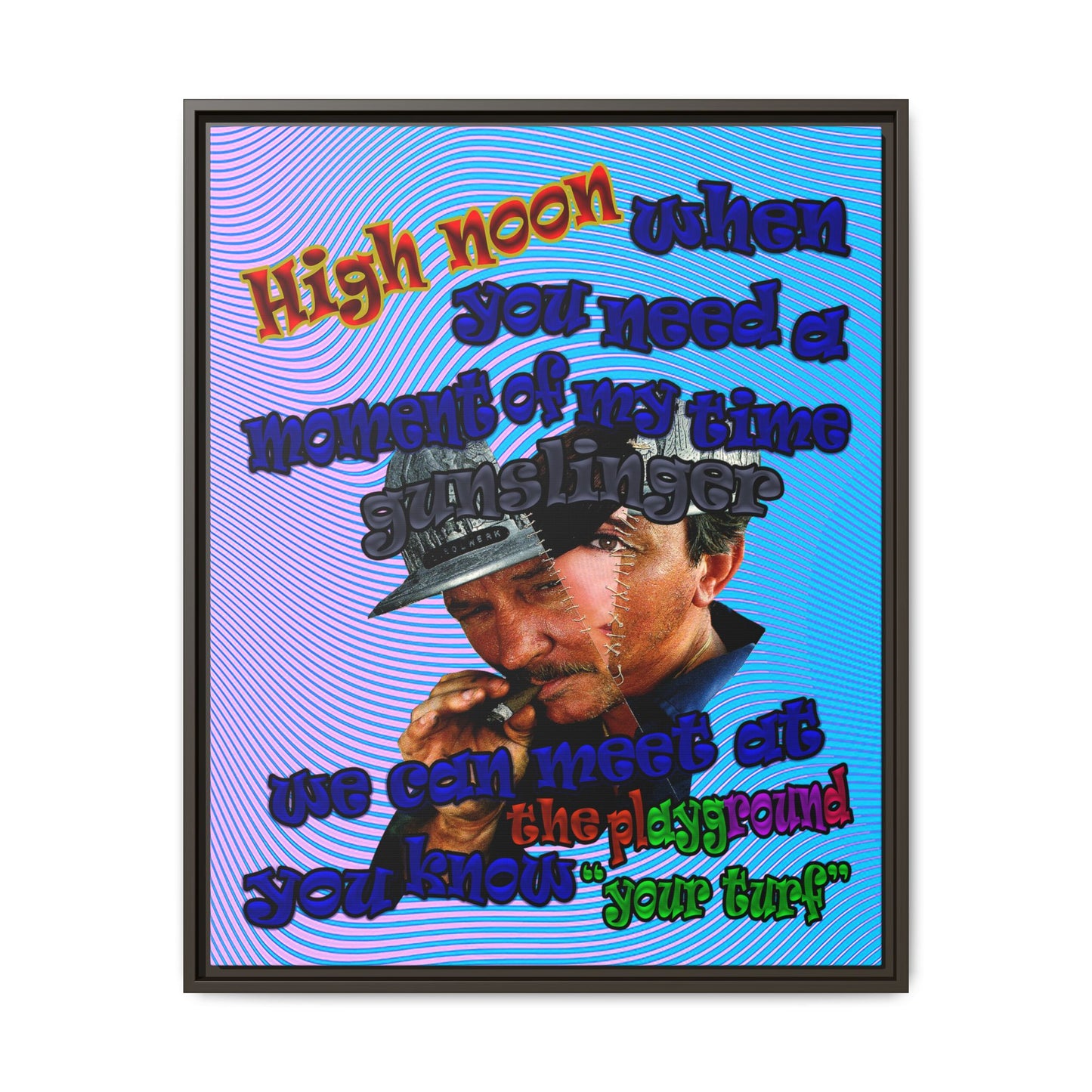high noon - framed canvas art (light blue-purple wave)