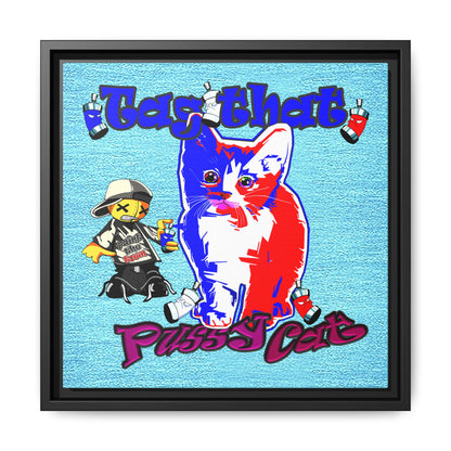 tag that - framed canvas art (faded blue)
