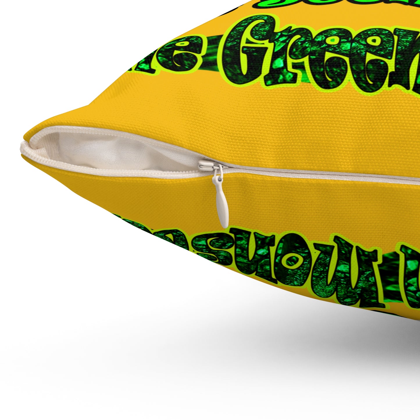 christmas spirits of boston - Spun Polyester Square Pillow - (yellow)