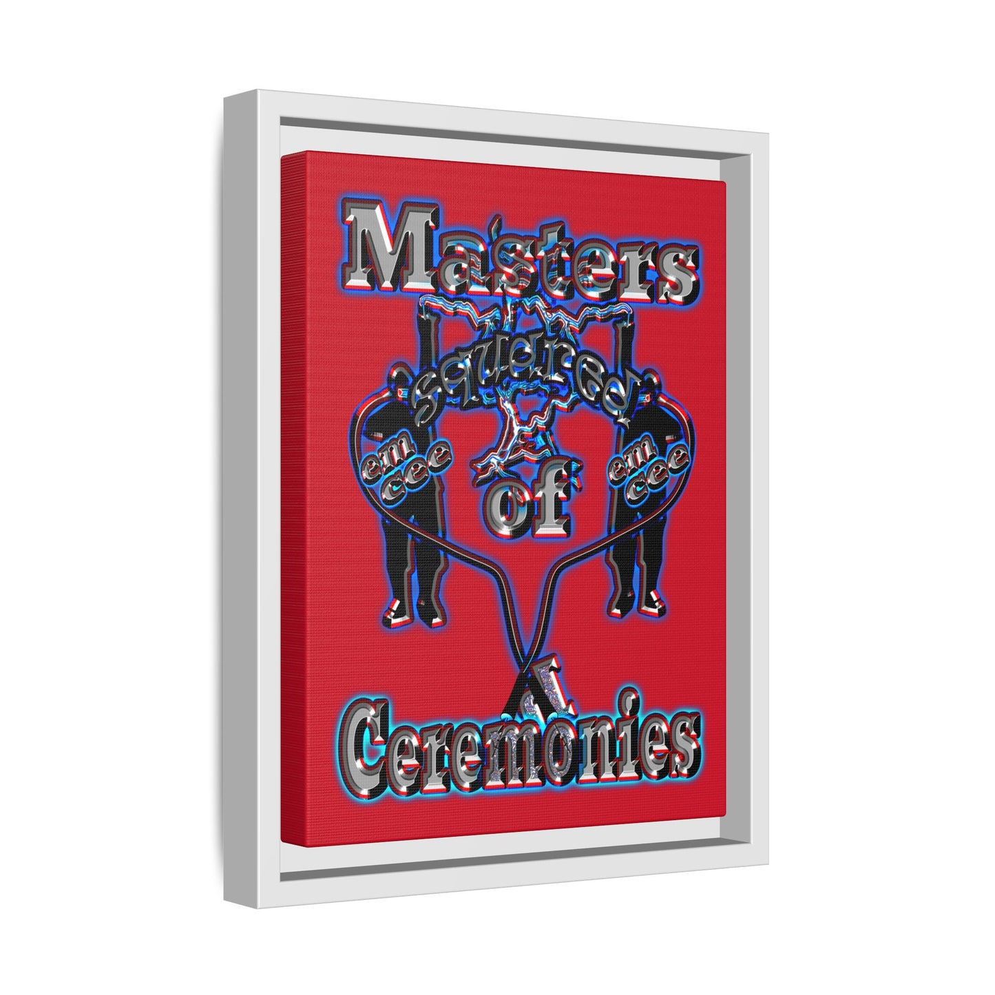 em cee squared - framed canvas art (dark red)