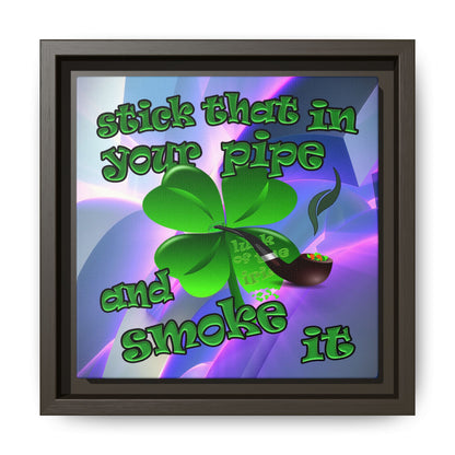 stick that in your pipe and smoke it - framed canvas art (grey-pink wave)