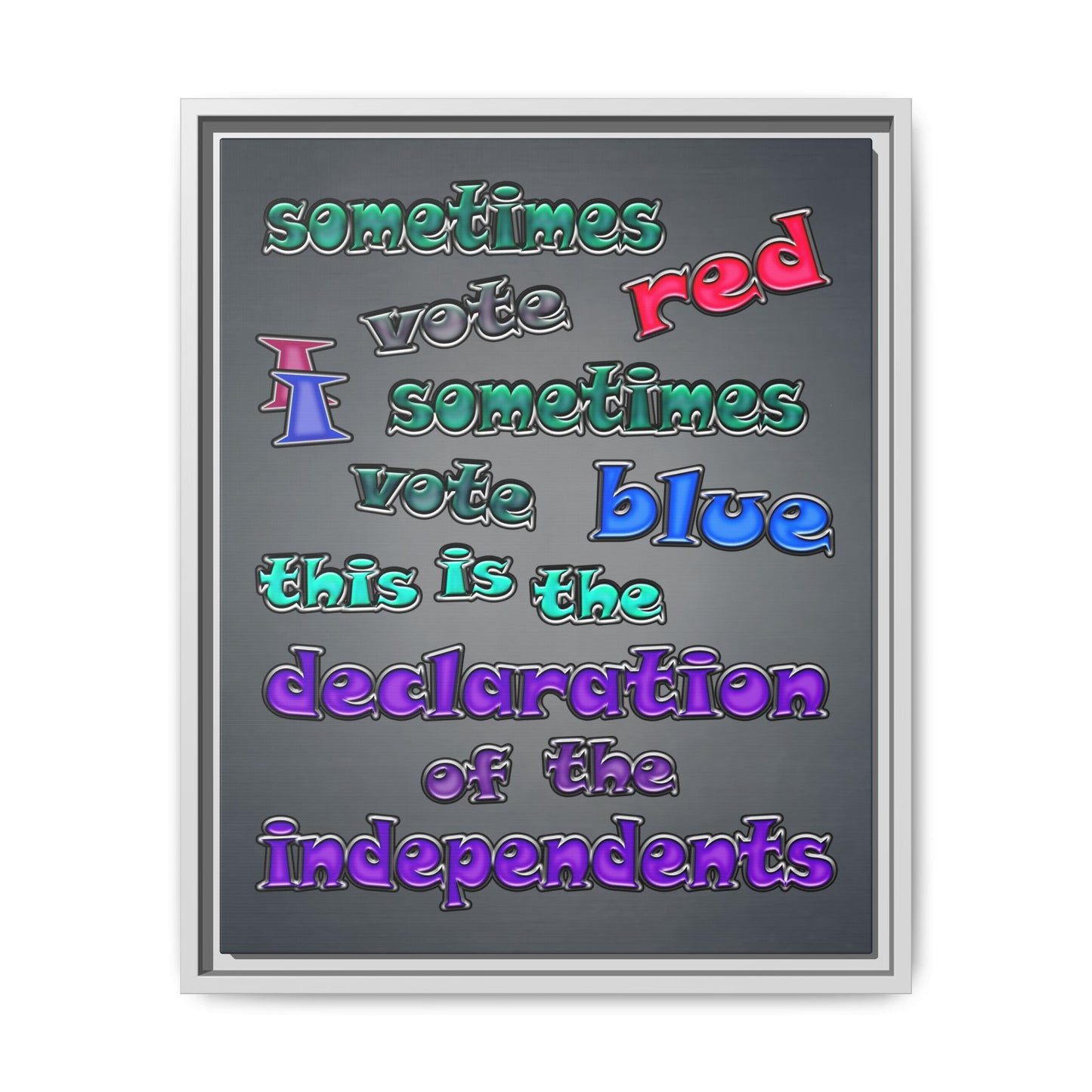 declaration of the independents - framed canvas art (grey-light grey)
