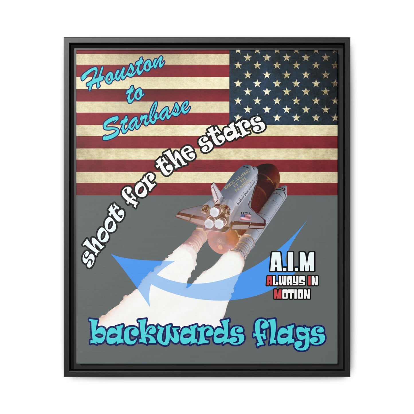 shoot for the stars - framed canvas art (dark grey)