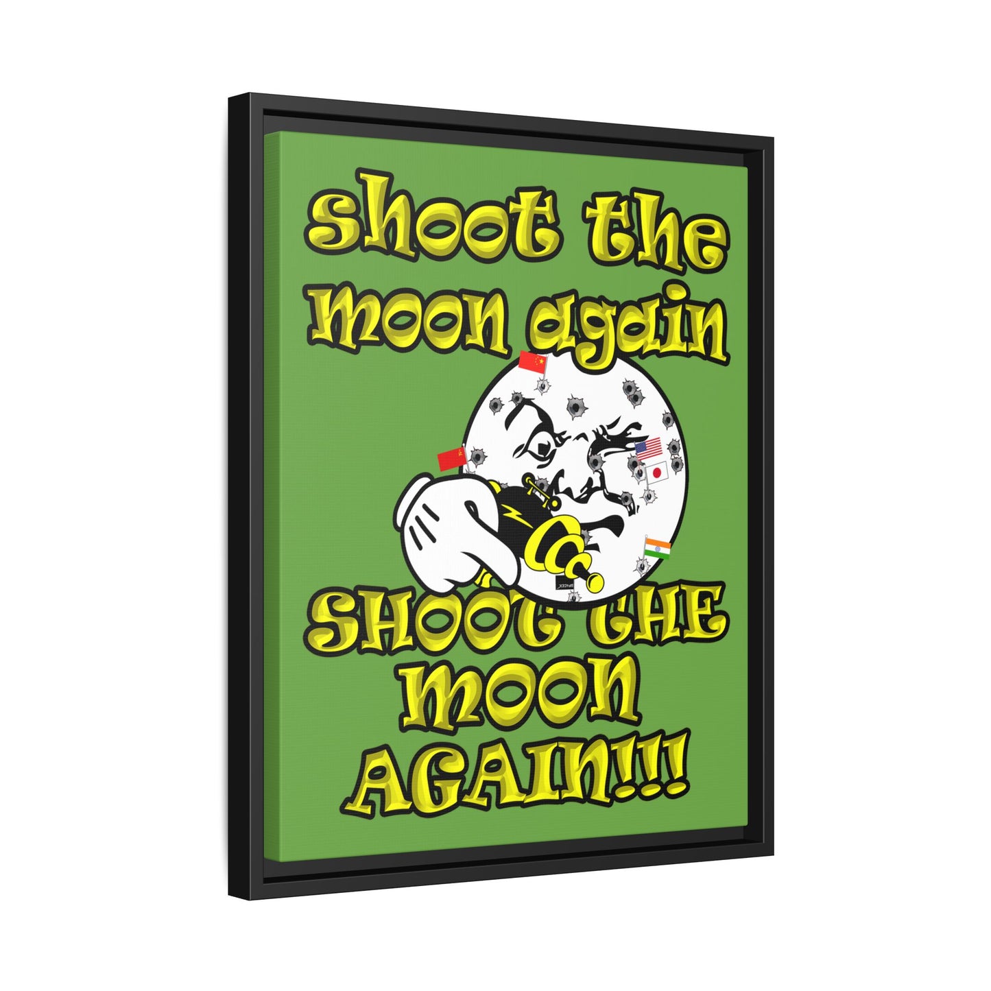 shoot the moon again - framed canvas art (green)