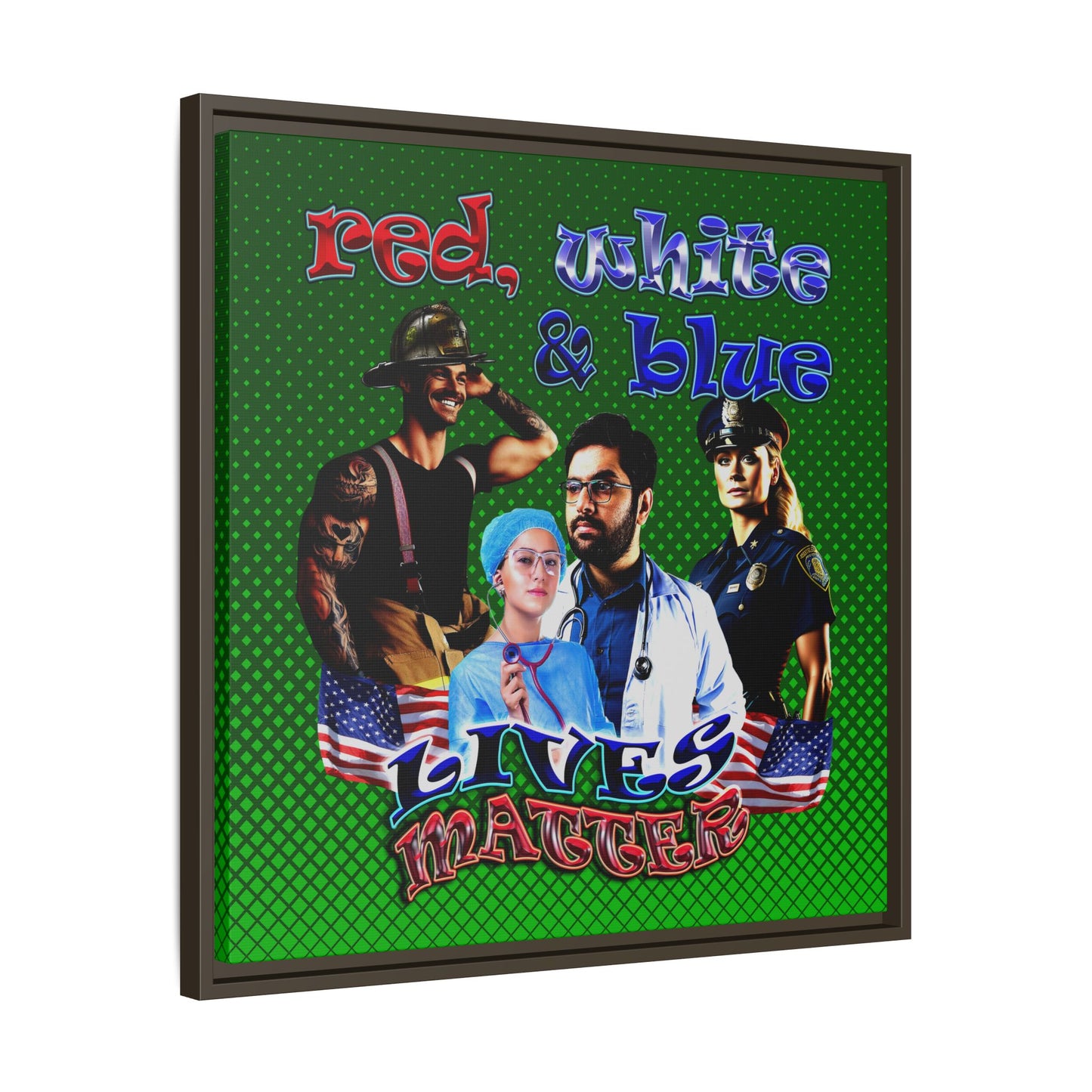 rw&b lives matter - framed canvas art (logo green)
