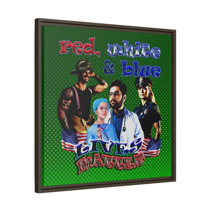 rw&b lives matter - framed canvas art (logo green)