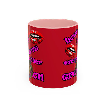 hoes b4 bros - Accent Mug (dark red)