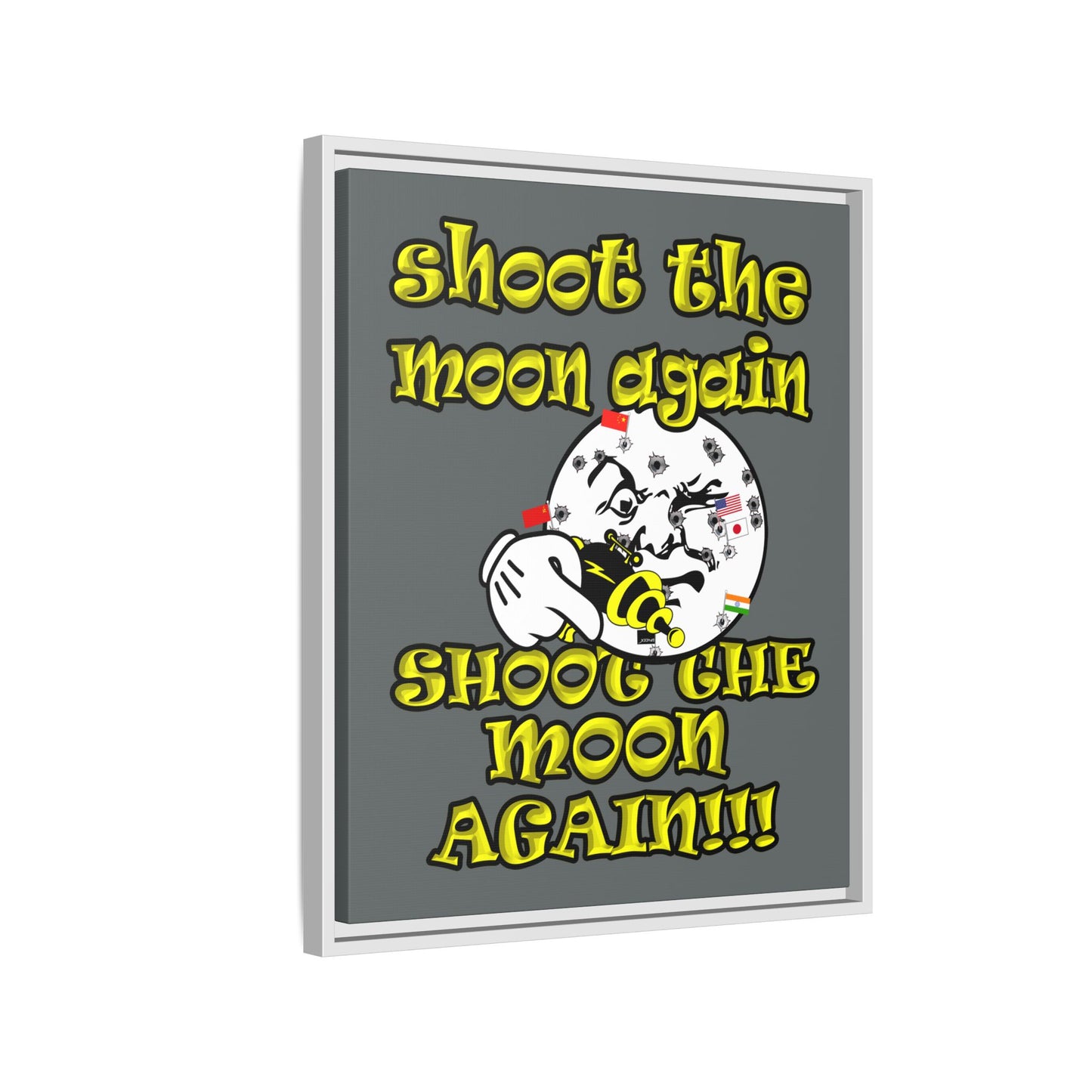 shoot the moon again - framed canvas art (dark grey)