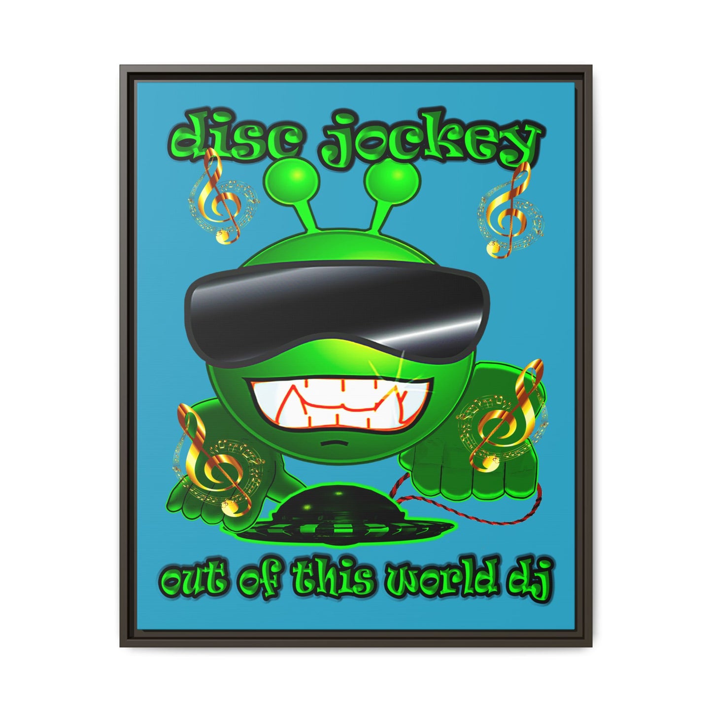 disc jockey - framed canvas art (turquoise)