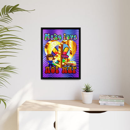 love peace - framed canvas art (purple wave)