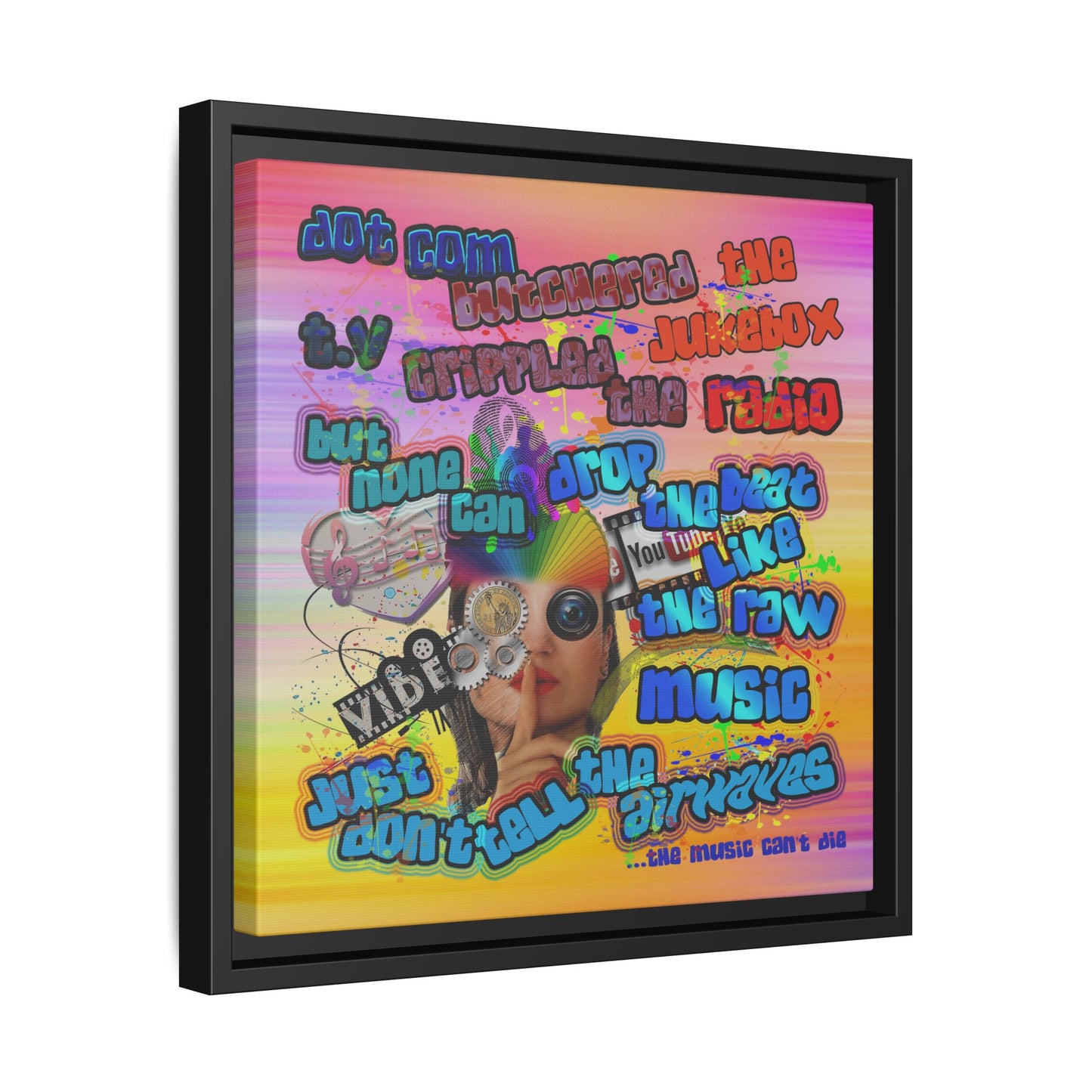 drop the beat - framed canvas art (color blur)