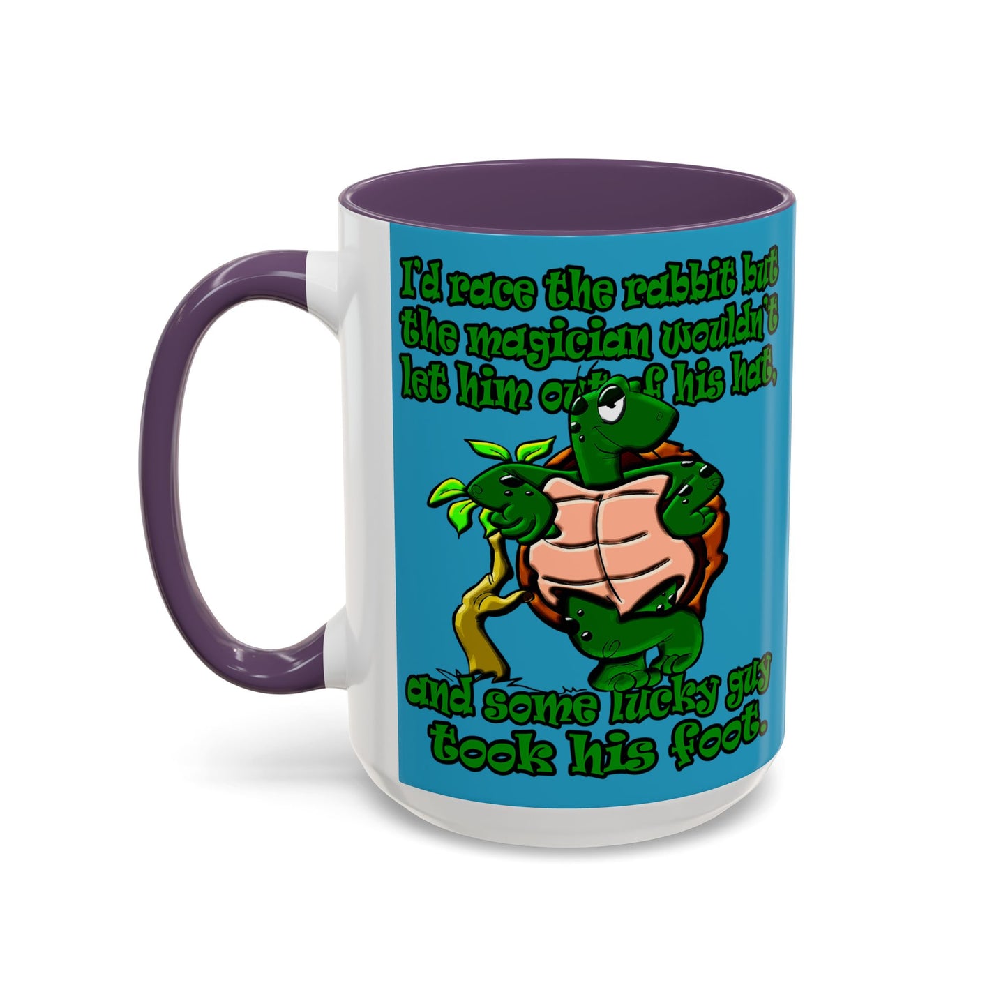 turtle race - Accent Mug (turquoise)