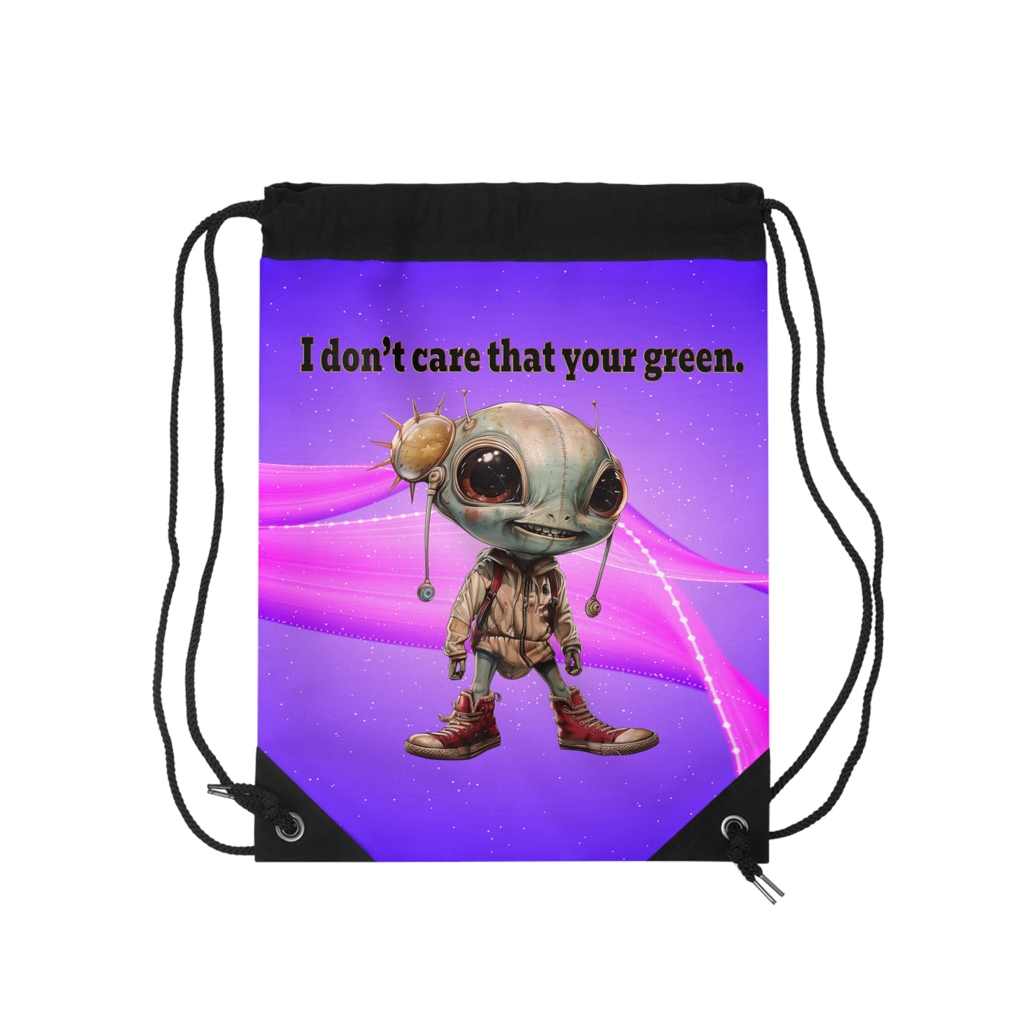 I don't care that your grey - Drawstring Bag (purple-pink wave)
