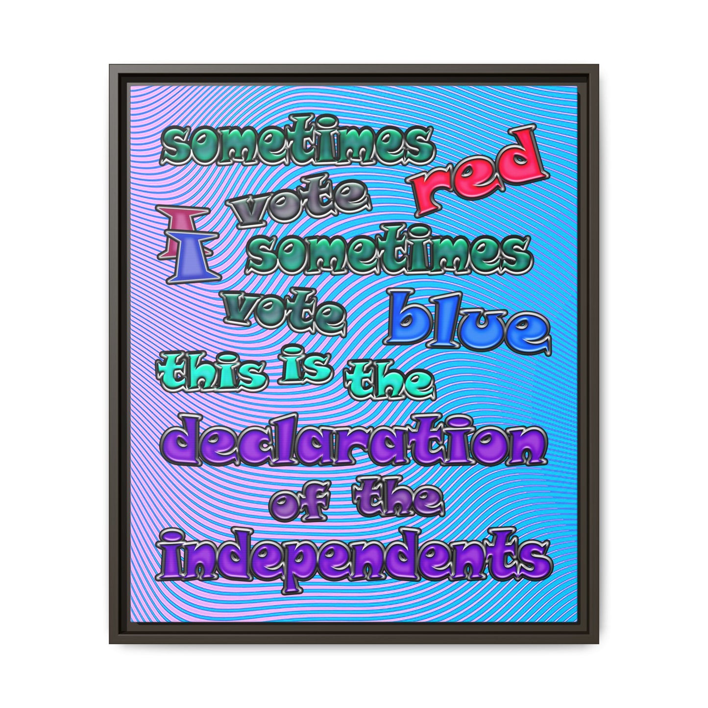 declaration of the independents - framed canvas art (light blue-purple wave)